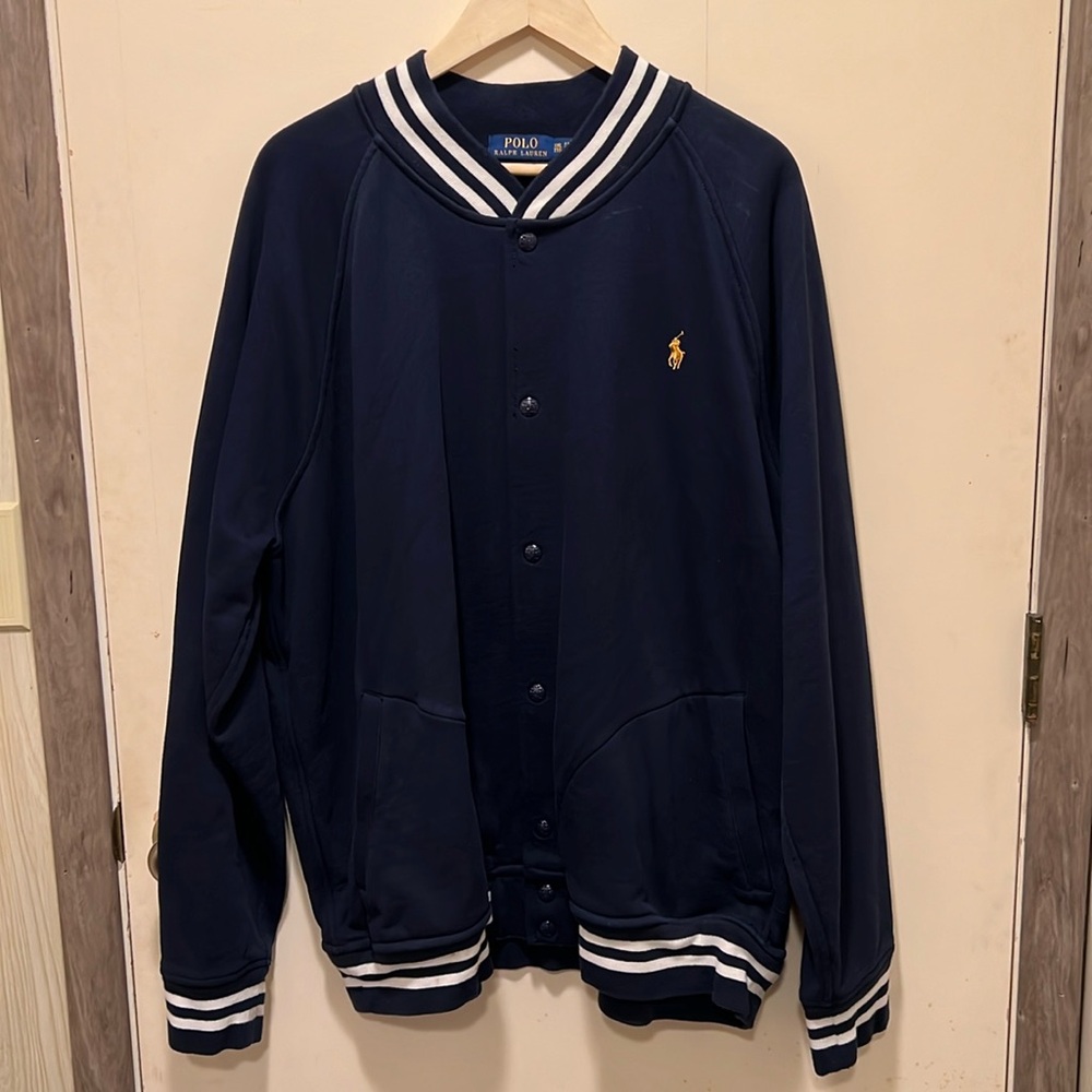 POLO Ralph Lauren XXL Men’s Navy Fleece Snap Front Baseball Jacket